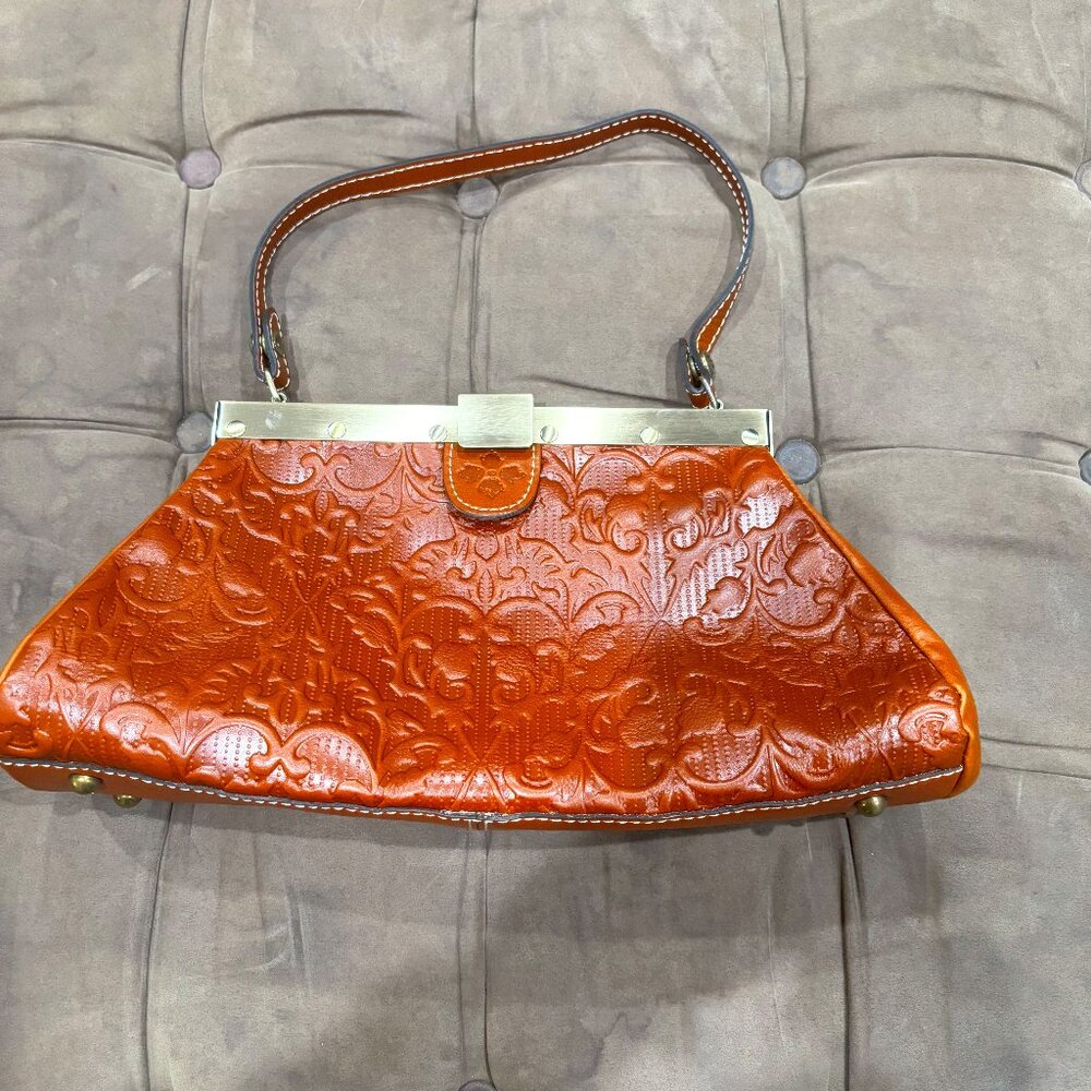 Patricia Nash Tooled Ferrara Leather Satchel Handbag, Brit Tan